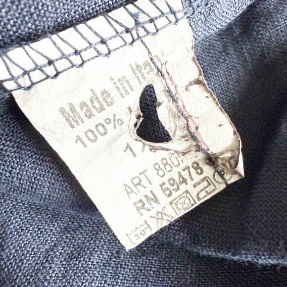 TERZO MILLENNIO | 100% Italian Linen Navy Blue Blouse Cap Sleeve Tunic | Size 1X - Picture 6 of 7